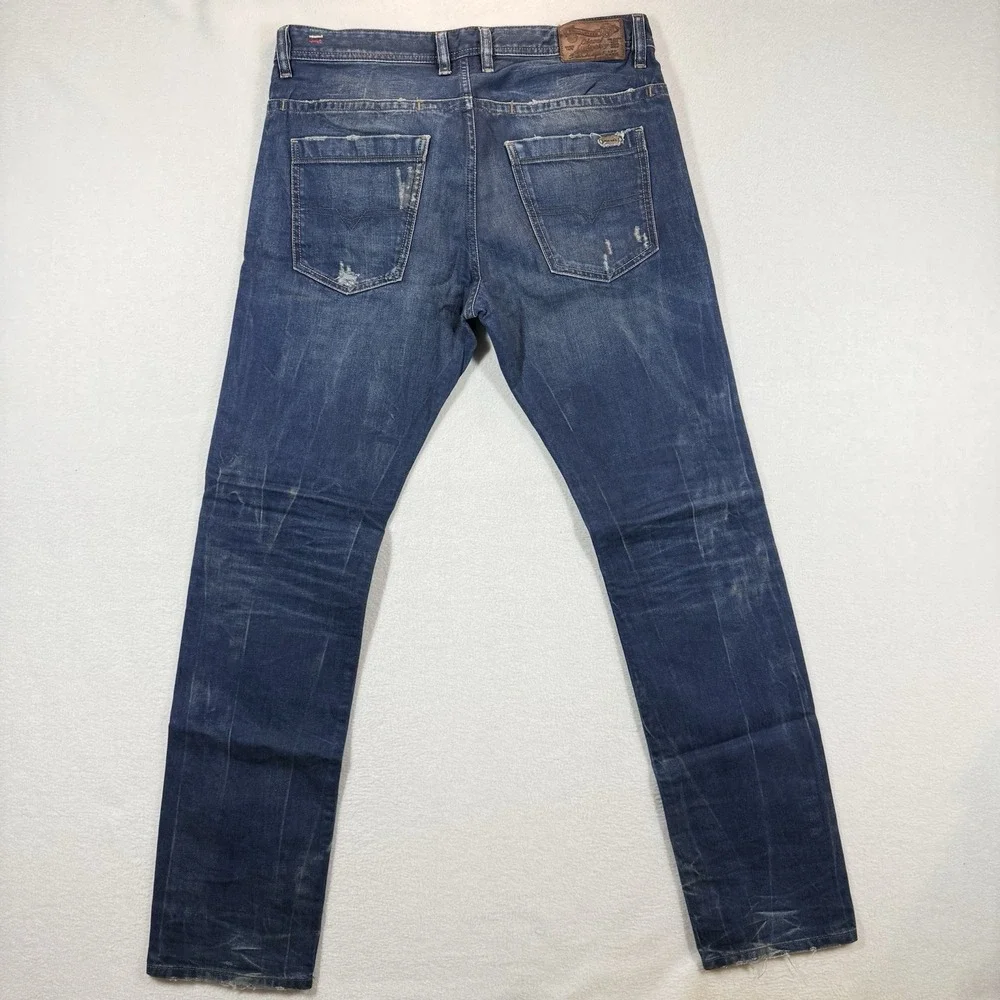 Diesel Braddom Blue Eyecons 2011/2 Distressed Repaired Jeans Mens 31x34 Italy